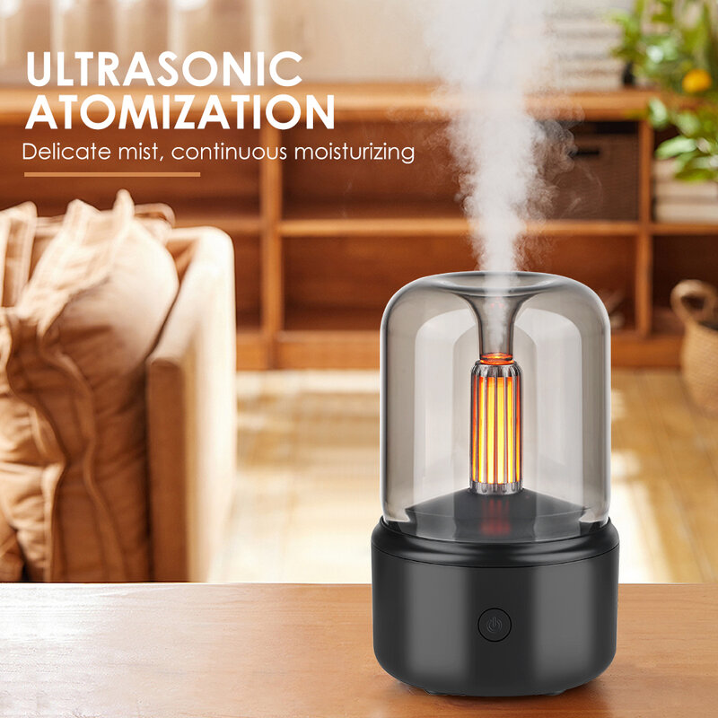 Difusor de Aroma de llama volcánica, lámpara de aceite esencial, humidificador de aire portátil USB con luz nocturna de Color, nebulizador Led, 130ml