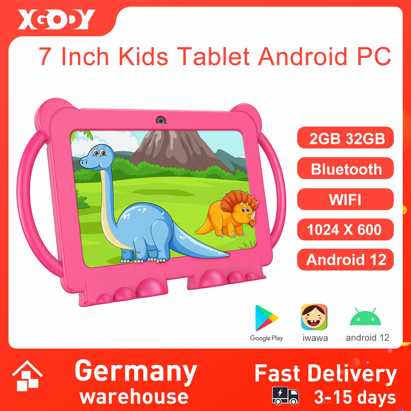 XGODY-Tableta Android de 7 pulgadas para niños, Tablet PC para estudio educativo, 32GB de ROM, cuatro núcleos, WiFi, OTG, 1024x600