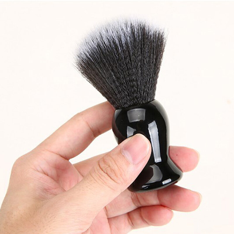 Cepillo de afeitar con mango de ABS para hombre, herramienta de limpieza de barba, jabón espumoso, bigote, portátil