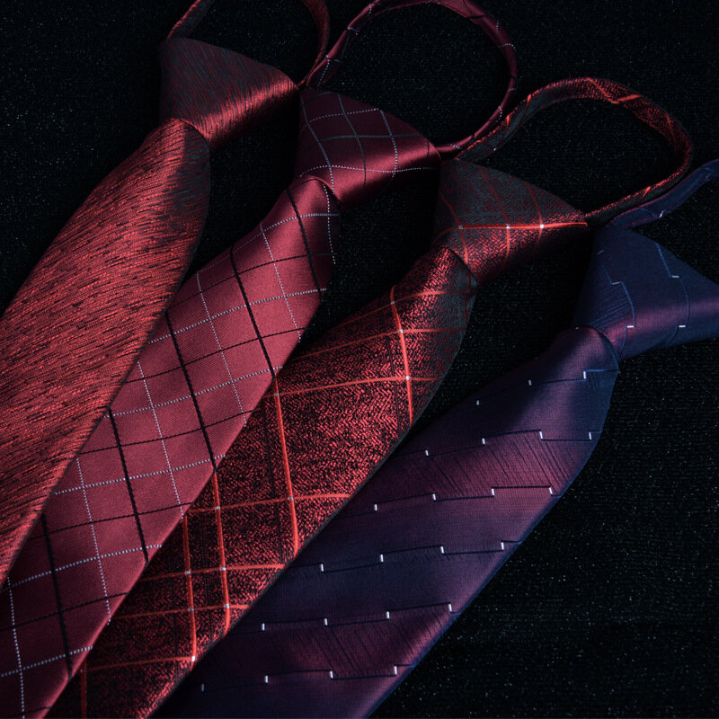 Corbata con cremallera para hombre, corbatas profesionales de negocios, ejecutivo, a rayas negras, fáciles de tirar, regalos para hombre, 7CM