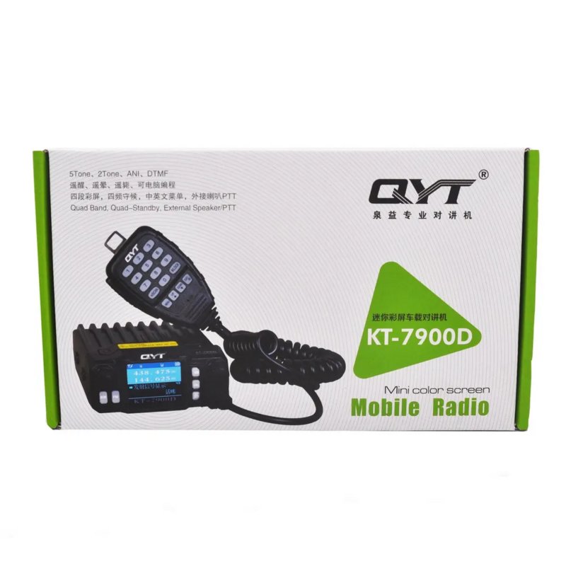 QYT Quad Band Mini Rádio Móvel, Walkie Talkie, versão mais recente, KT-7900D, 25W, 136-174 MHz, 220-260, 350-390, 400-480MHz
