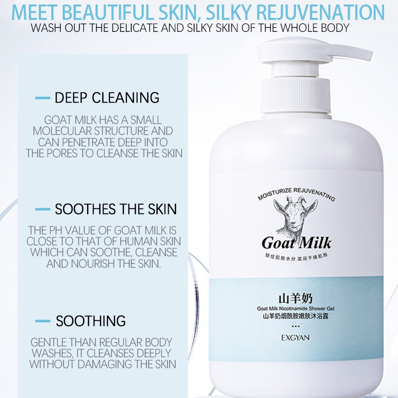 Goat Milk Mousse Body Wash Whitening Shower Gel Moisturizing Nicotinamide Body Care