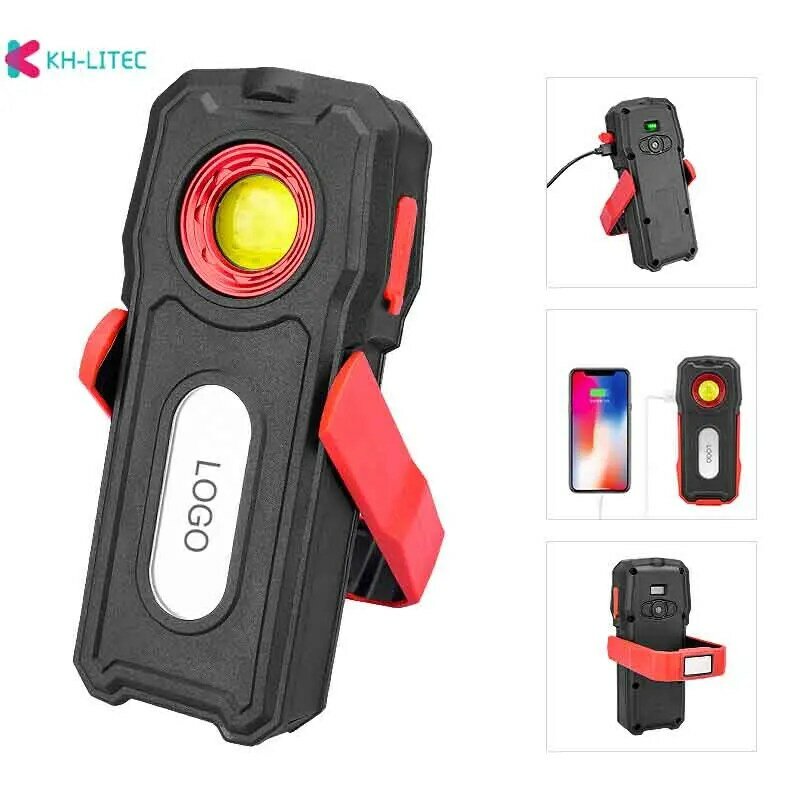 USB Rechargeable Flashlight COB LED Work Light Magnetic Hanging Hook Lamp Car Repair Inspection Lamp For Outdoor Camping