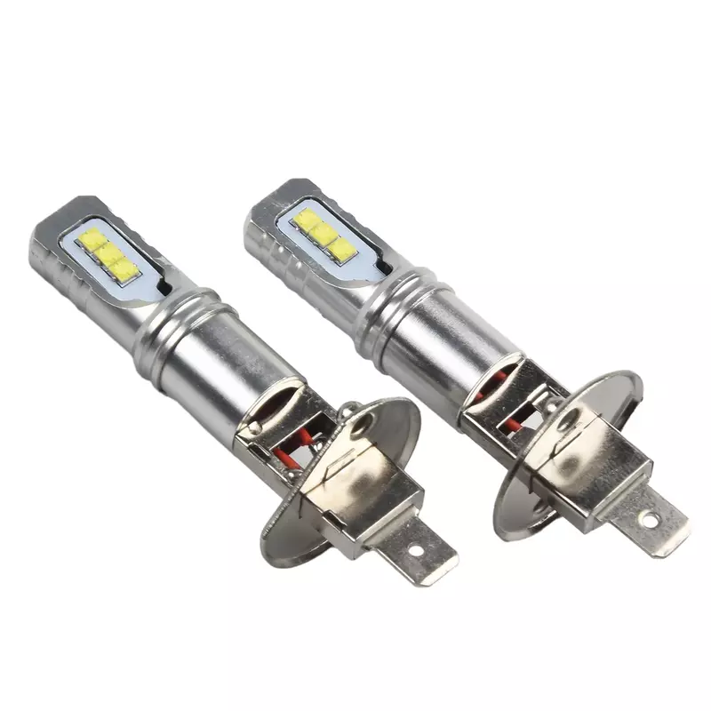 Lâmpadas LED H1 duráveis para farol dianteiro, feixe alto e baixo, lâmpada de nevoeiro, metal esquerdo, fácil instalação, DC 12V, 2x