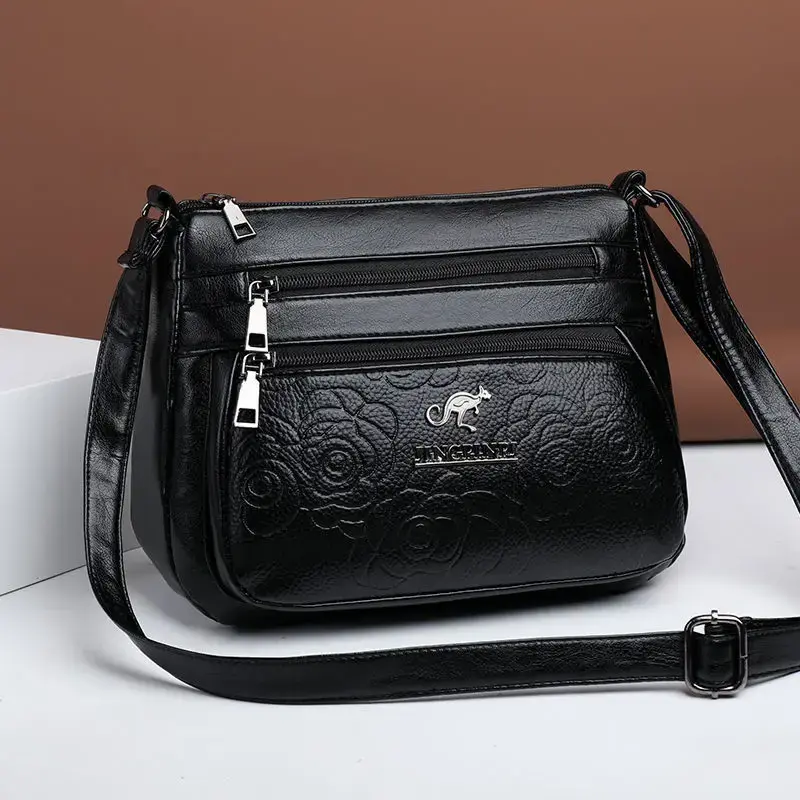 중년 노인용 여성 어머니 가방, 숄더 메신저 크로스바디 백, 지갑 핸드백, 지퍼 3 개, 럭셔리 디자인