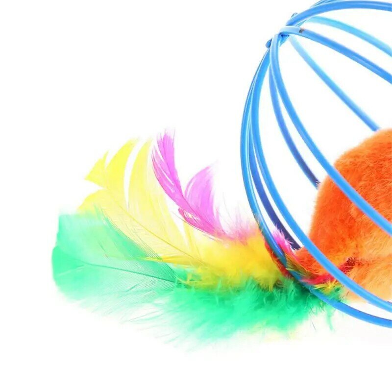 Cartoon Pet Cat Toy Stick Feather Rod Mouse Toy con Mini Bell Cat Catcher Teaser Interactive Cat Toy colore casuale Pet Supplies