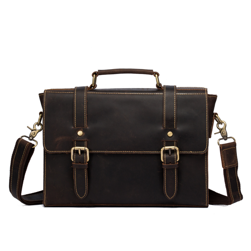 Artesanal do vintage masculino de negócios portátil maleta de couro saco do mensageiro superior do couro simples bolsa de ombro cross-corpo saco