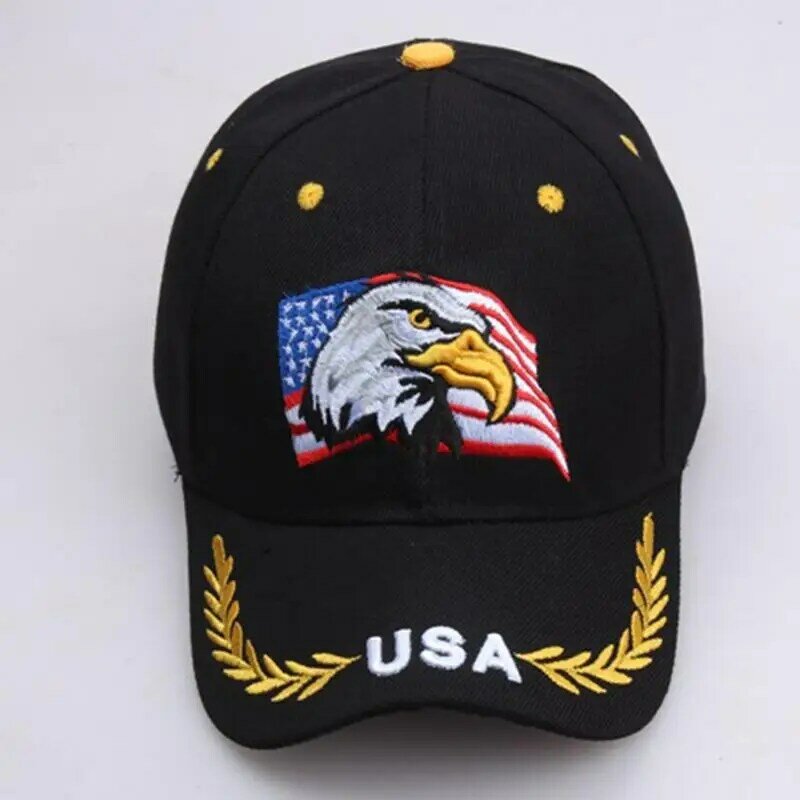 Cappellini da camionista per uomo confortevole aquila e bandiera cappello da camionista con lingua d'anatra cappello di protezione solare berretti sportivi all'aperto patriottici
