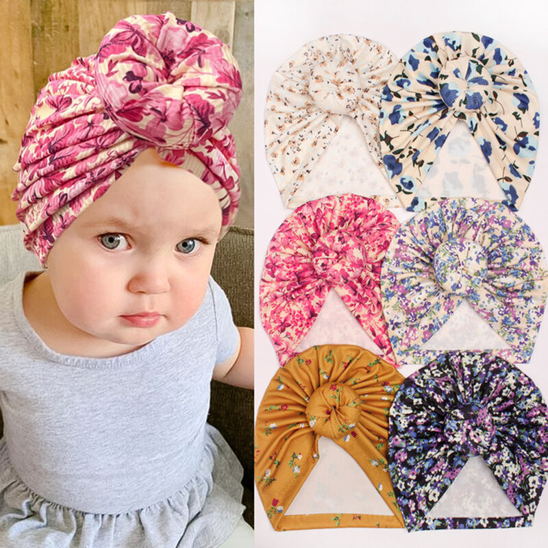 Chapeau turban à fleurs pour bébé fille et garçon, bonnet d'hôpital pour nouveau-né, écharpe de sauna pour nourrisson