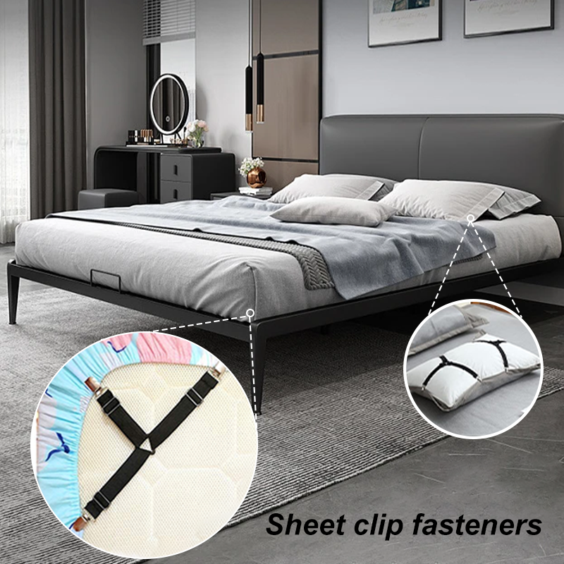 4PCS Adjustable Bed Sheet Holder Straps Fitted Sheet Sheet Clip Elastic Anti Slip Clip Blankets Quilt Holder Organize Gadgets