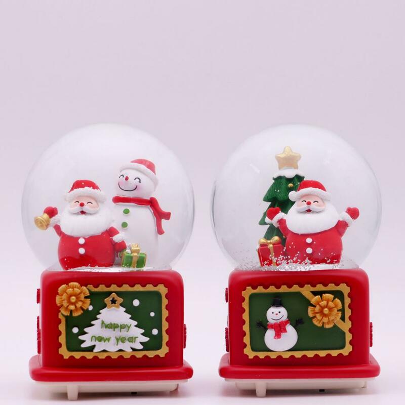 Globe à neige de Noël de forme réaliste, artisanat lumineux, musique, statue du père Noël, ornement de globe à neige