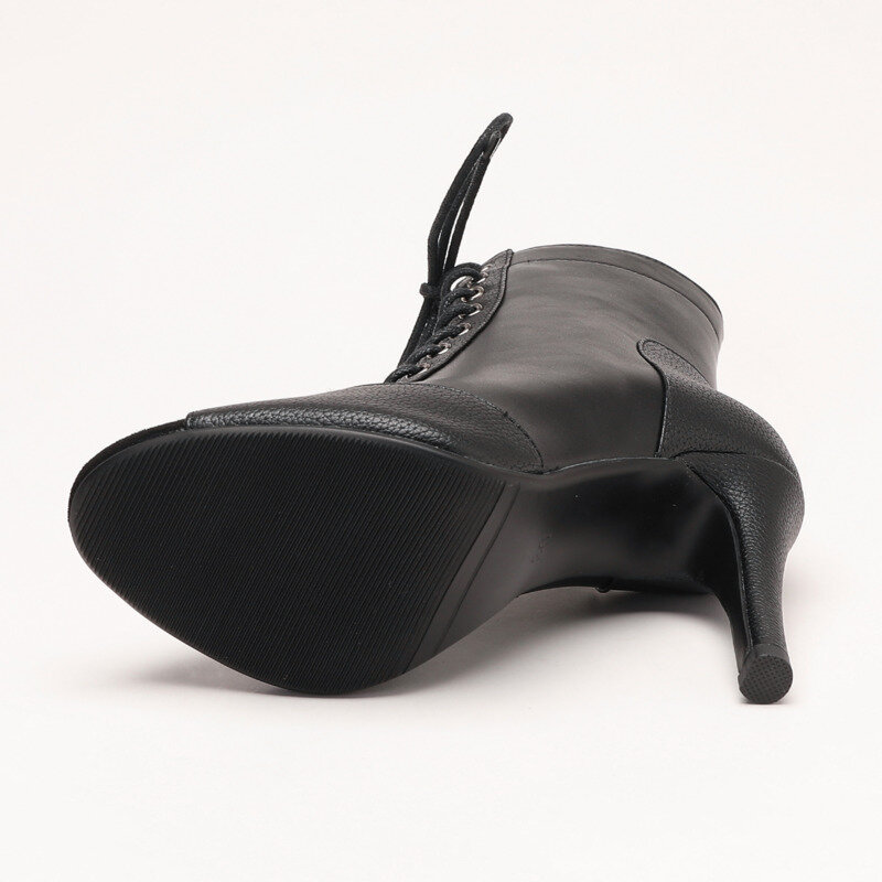 Botines de tacón alto fino para mujer, botas cómodas con punta abierta, suela de ante, Sexy, personalizable, 2023