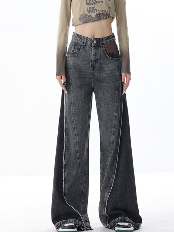 Fashion Grunge Denim Bell Bottoms Women High Waist Slim Flared Jeans Full Length Office Lady Streetwear Vintage 2000s Aesthetic