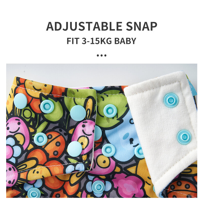 HappyFlute-Fralda interna ecológica do bebê, algodão orgânico, guarda duplo vazamento, pano de bolso, 3-15kg