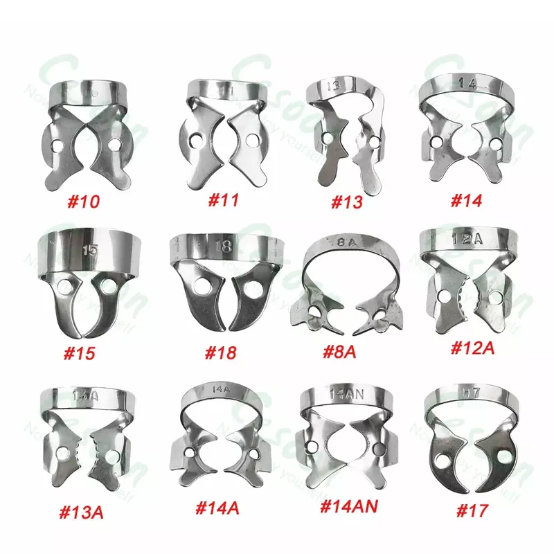 60Sizes Dental Rubber Dam Clamps Endodontic Restorative Barrier Clips Frame Holder Molar Teeth Stainless Steel Oral Materials