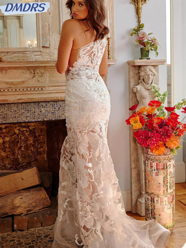 Gaun Prom A-Line lengan Satu bahu sederhana gaun malam elegan 2024 gaun panjang lantai klasik Vestidos De Novia