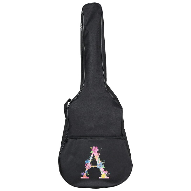 غلاف جيتار صوتي من قماش أكسفورد ، حقيبة سوداء اللون للغيتار الكهربائي ، سلسلة طباعة حروف وردية ، 31-41 بوصة