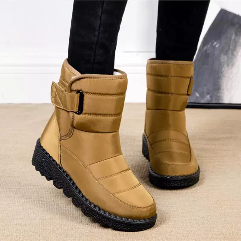 รองเท้าผู้หญิงลื่นกันน้ำหิมะฤดูหนาวรองเท้ารองเท้าผู้หญิงข้อเท้ารองเท้าผ้าฝ้ายเบาะรองเท้า Botas De mujer