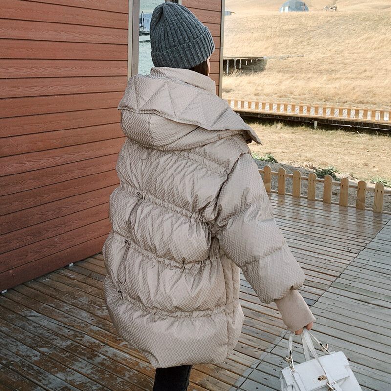 CECT – manteaux d'hiver mi-longs en duvet de canard blanc pour femmes, couleur unie, 2022 FW, 90%