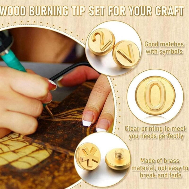 DIY Wood Burning/Carving Set, DIY Wood/Leather Burning Set-26 Letters Copper Mold, As Shown Metal DIY Supplies US Plug