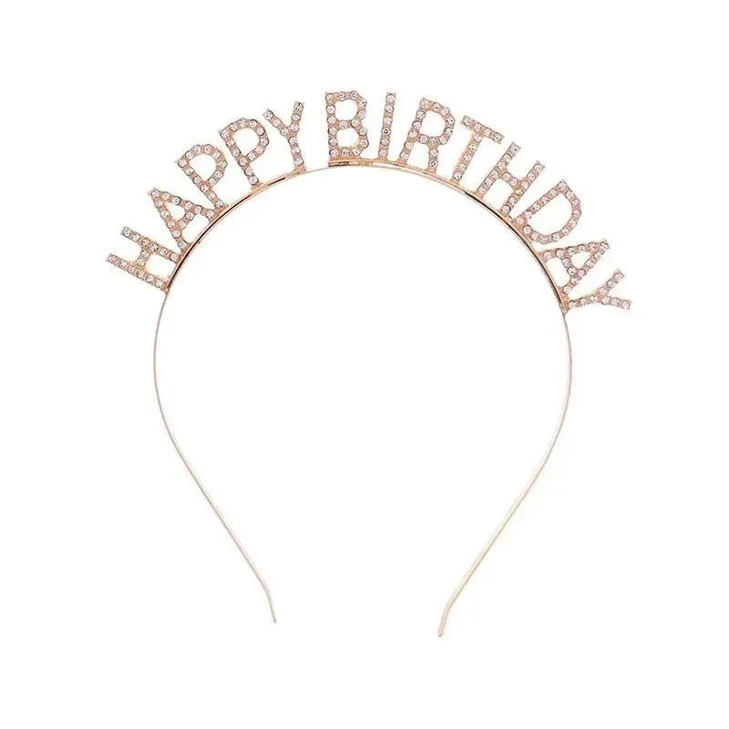 Europeus e americanos Headwear festa de aniversário, Headband letra feminina, Happy Birthday Hairpin