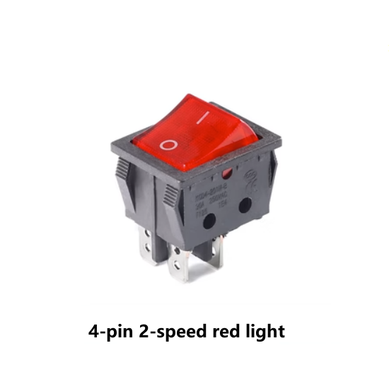 KCD4 30A Rocker Boat Switch KCD4-201N-B 4-pin 2-speed 6-pin 2-speed with 220V Black Blue, Yellow, Green, Red Light Power Switch