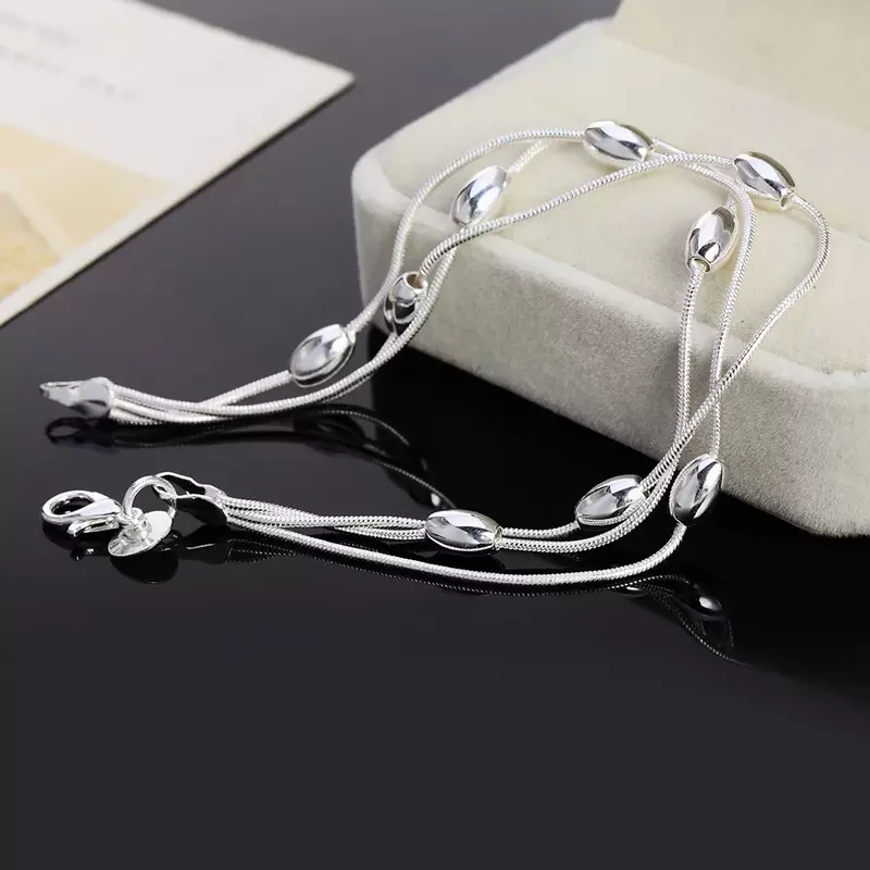 wholesale , Charms beads Chain Beautiful bracelet silver color fashion for women Wedding nice jewelry JSHh236