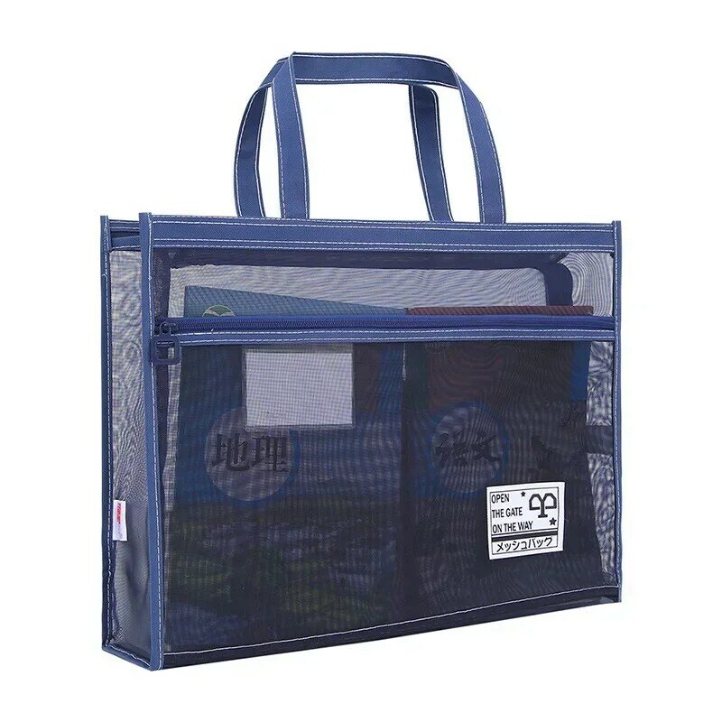 Borsa artistica portatile trasparente A3 borsa per materiale da pittura a rete impermeabile borsa per tutoraggio con cerniera borsa per capacità di grandi dimensioni