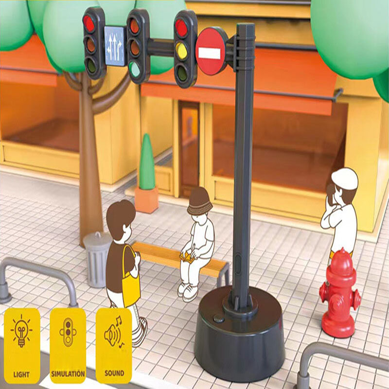 Safety Education Traffic Light Toy Lamp Block Brick City Street View Accessories Signpost Barrier Speed Limit Indicator Warning