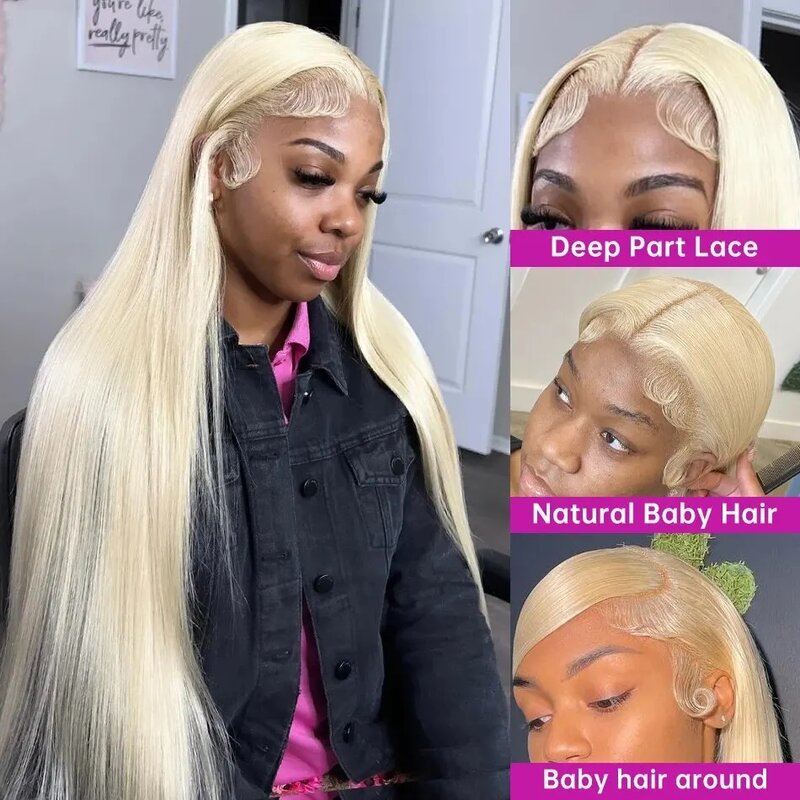 Wig rambut manusia dengan lace frontal hd pirang 613 rambut manusia 13x6 wig lurus tanpa lem murah dijual dengan kepadatan 200 untuk pilihan wanita