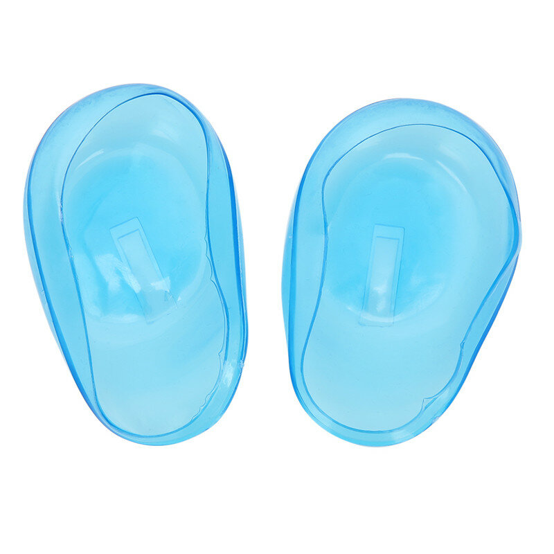 2Pair/4pcs Blue Clear Color Silicone Ear Cover Hair Dye Shield Protect