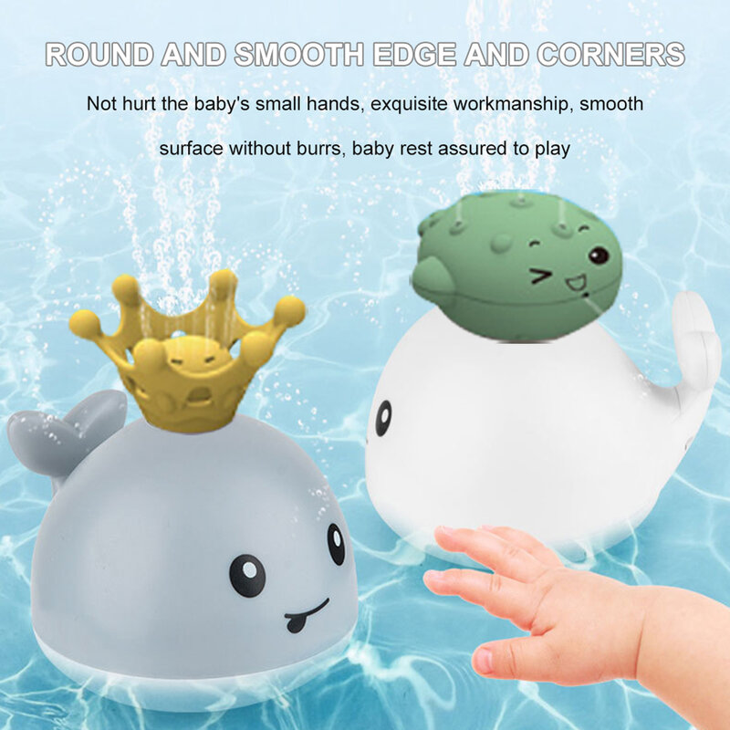 Electric Cartoon Whale Flashing Ball Water Squirting Sprinkler Baby Bath Toy LED Toys Ball Sprinkler Baby Bath Shower Kids Toys