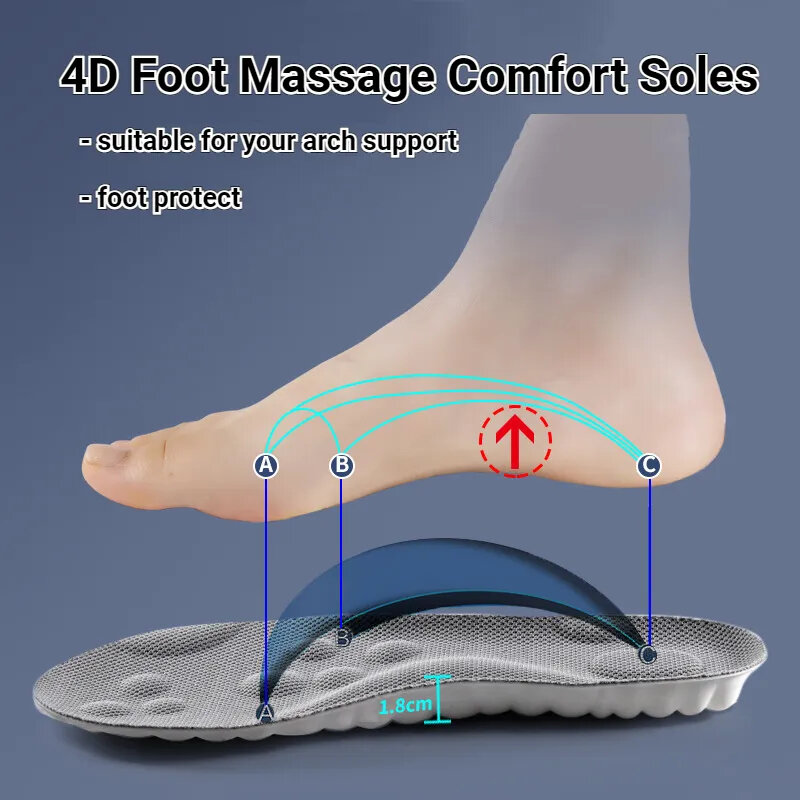 Nowe 4D wkładki do masażu Super miękkie sportowe buty wkładka do stóp kosze do biegania podeszwa butów sklepienie łukowe wkładki ortopedyczne Unisex