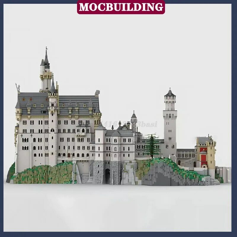Set Model Kastil Neuschwanstein pemandangan jalan arsitektur kota MOC rakitan blok bangunan hadiah mainan koleksi kastil putih