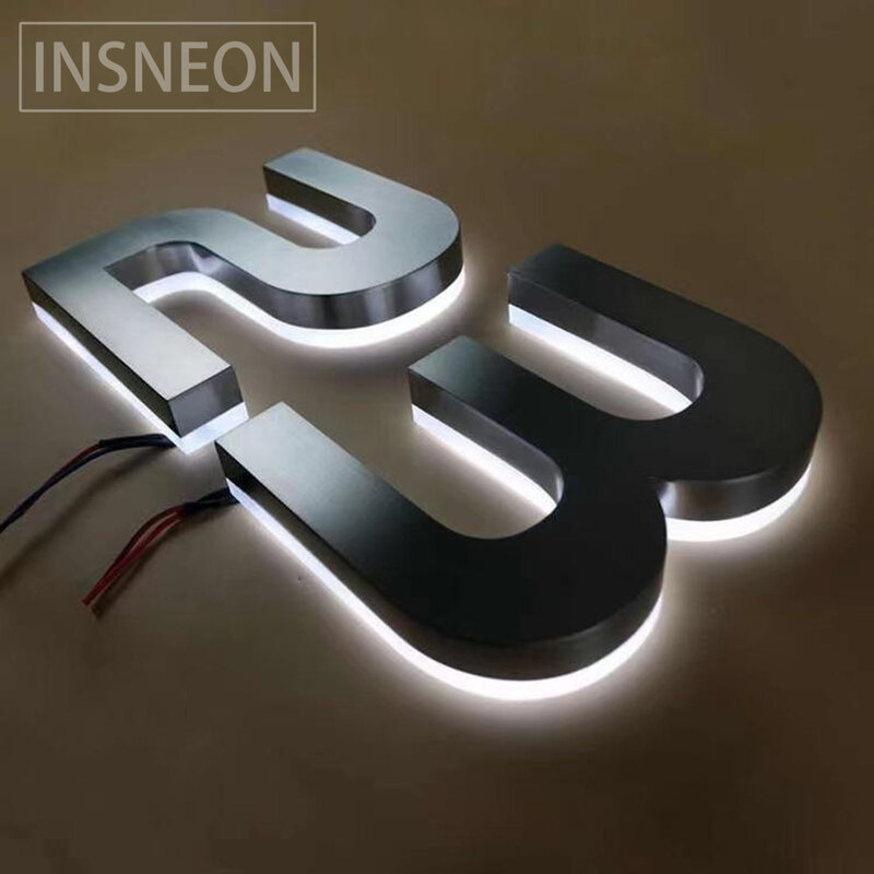 3D Led House Numbers Acrylic Backlit Letter Metal Letter Plate Waterproof Outdoor Stainless Steel Letter Sign Door Plates