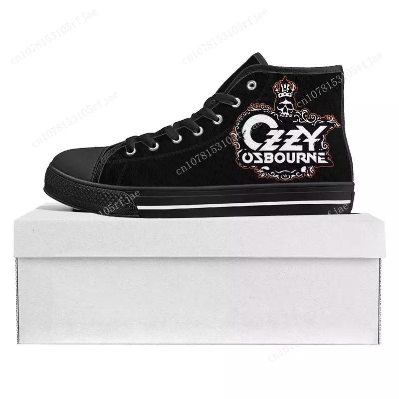 Ozzy OsTattoo Canvas Sneakers para Homens e Mulheres, Cantor de Metal Rock, Pop High, Top Alta Qualidade, Sapatos Personalizados para Casal Adolescente