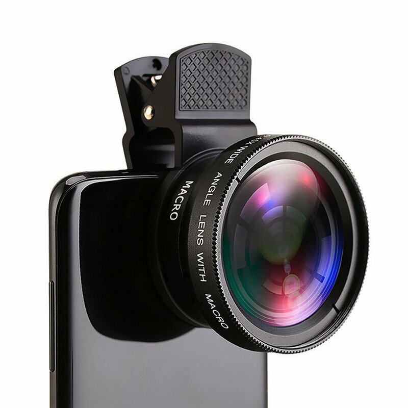 2 Microscopic Functions Mobile Phone Lens 0.45X Wide Angle Len & 12.5X Macro HD Camera Universal for iPhone Android