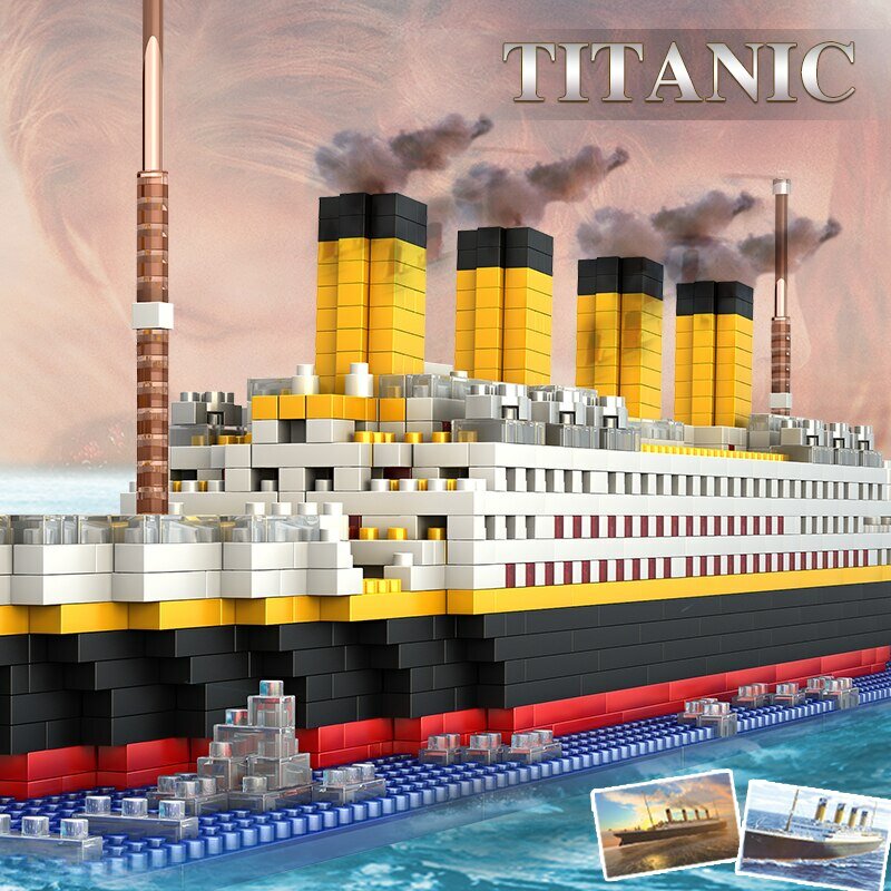 Juego de bloques de construcción Titanic para niños, juguete de ladrillos para armar nave Titanic en miniatura, juego de rompecabezas 3D, ideal para regalo, código 1860 piezas