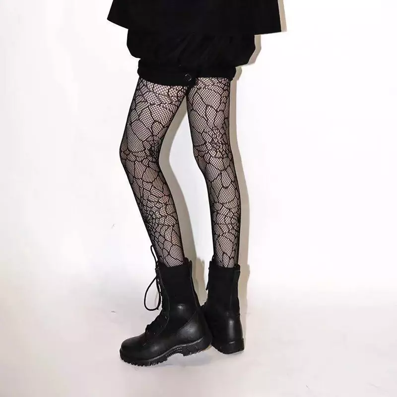 Gótico Punk Fishnet Pantyhose feminino, meias sexy, malha meias, calças justas de Halloween, aranha web, meninas, Harajuku, Lolita