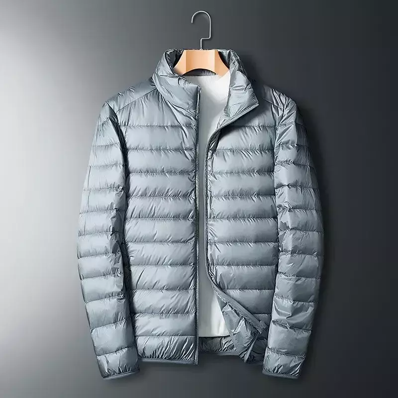 Ultralekka biała kurtka puchowa męska wodoodporna dorywczo przenośna zewnętrzna lekka wyściełana kurtka męska jesienno-zimowa CN
