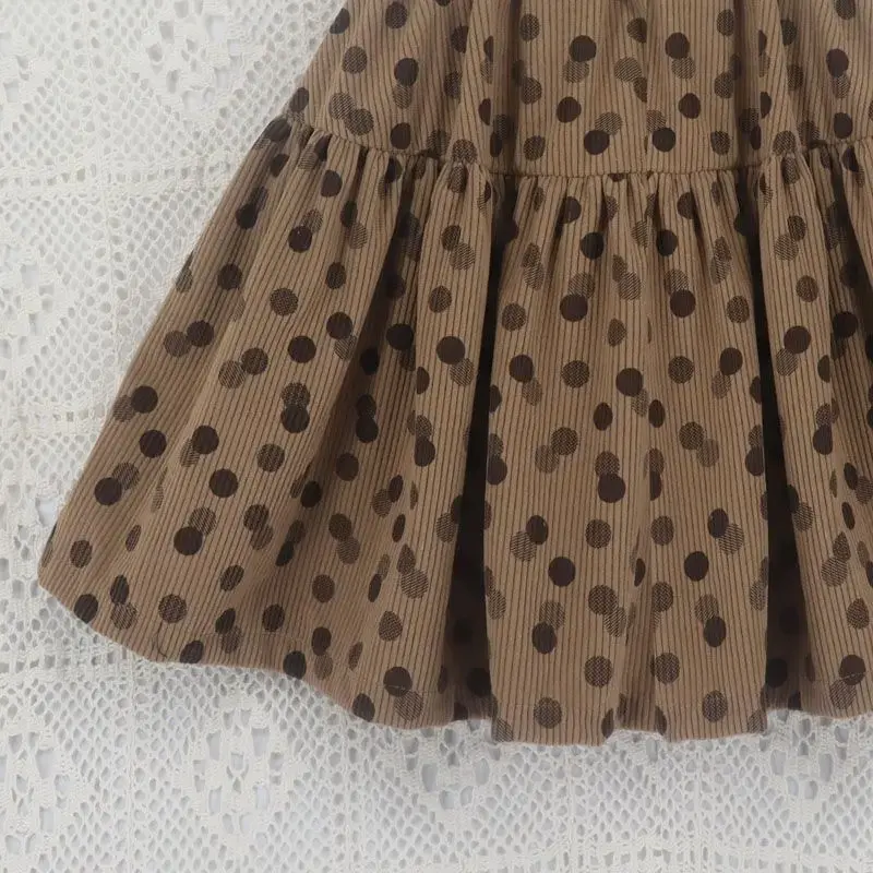 2024 Girls  Baby Fashion Dot Corduroy Skirts Autumn Winter Kids Girl Elegant Birthday Skirt Children Clothes