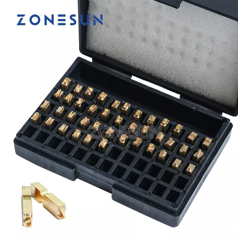 ZONESUN A-Z 0-9 karakter huruf cap panas huruf tembaga untuk ZY-RM5/ZY-RM5-E/ZY-RM5-E2 pita Coder Tanggal Printer