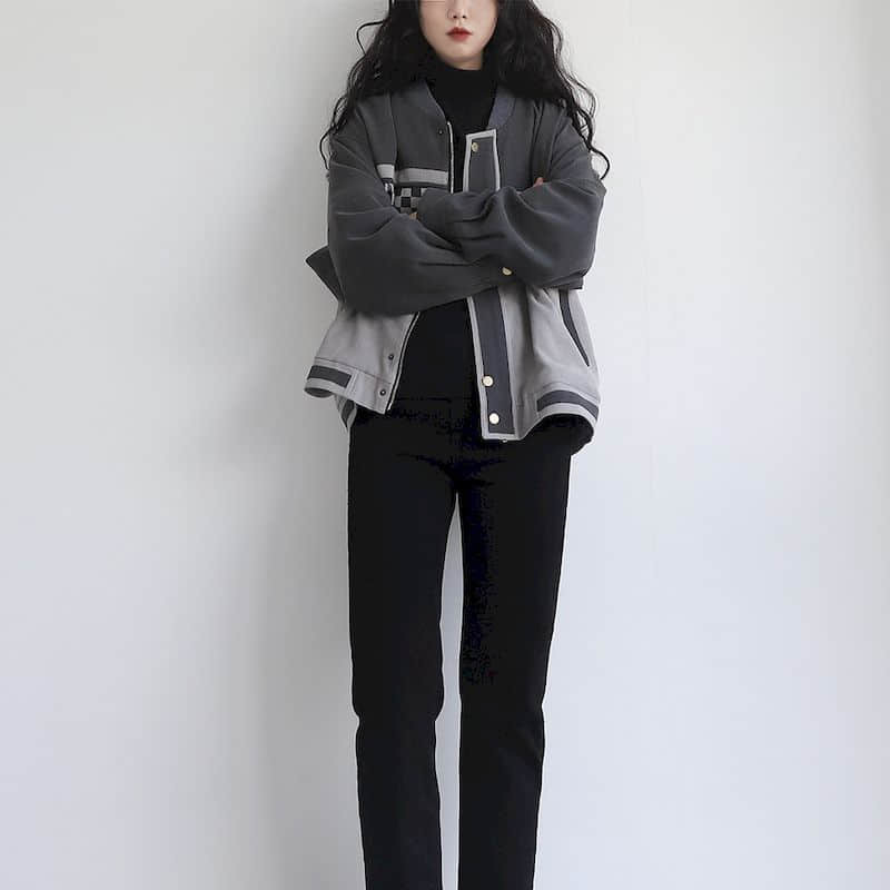 Kurtki damskie koreański styl luźna patchworkowa kurtka bejsbolówka swetry z długimi rękawami przycięte płaszcze Vintage jesień damskie topy
