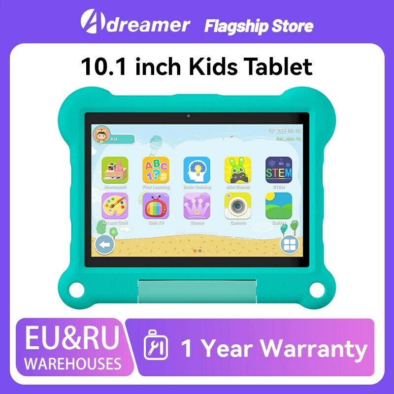 Adreamer KidsPad10 10.1 Inch Children Android 12 Tablets Octa Core 4GB RAM 64GB ROM  6000mAh Learning Tablets for Kids 4G LTE