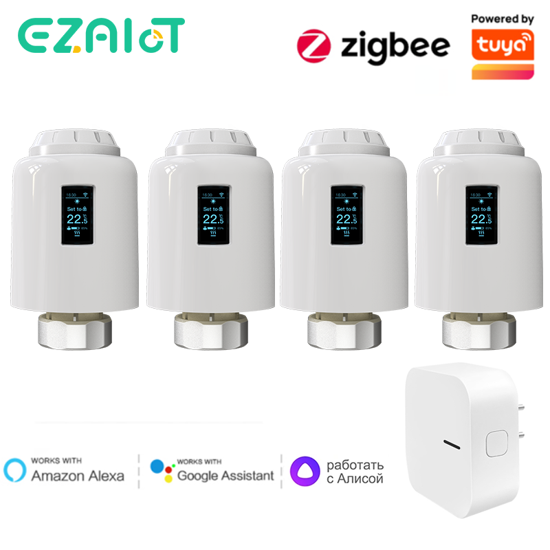 Termostato inteligente TRV ZigBee programable, válvula de radiador Tuya, controlador de temperatura, calentador doméstico, Control por voz Alexa y Google