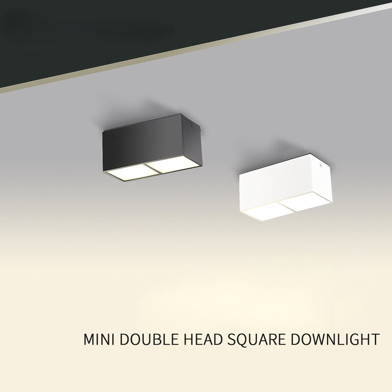 Foco Led de techo montado en superficie de alto brillo, lámparas LED rectangulares de doble cabezal, Cuadrado nórdico, Downlight de 2x7W para Hotel