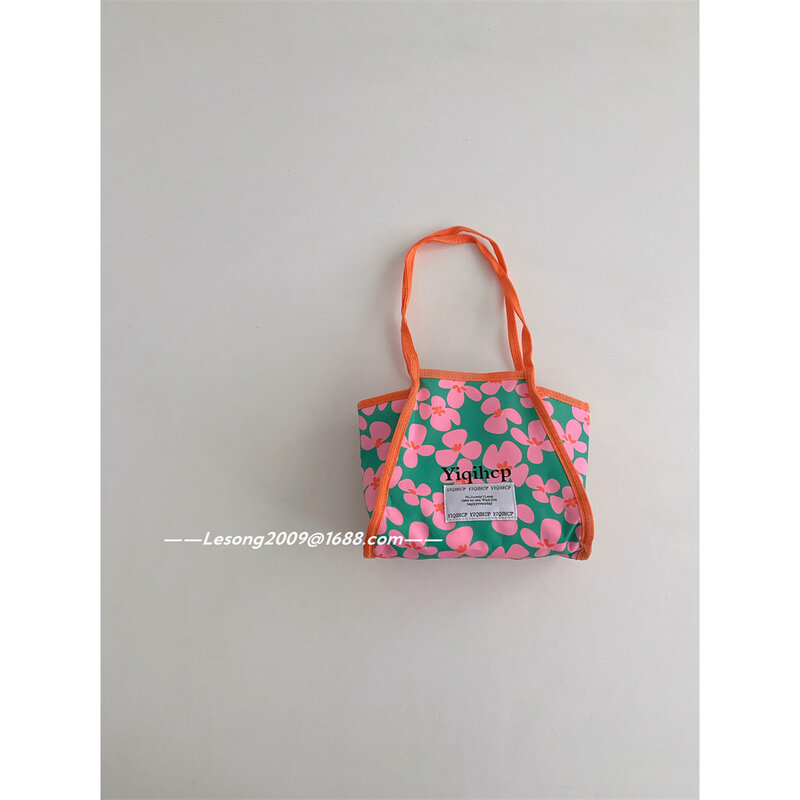 Bolsa crossbody floral de grande capacidade para crianças, lona coreana, mochila bonita e elegante para meninos e meninas, 2021