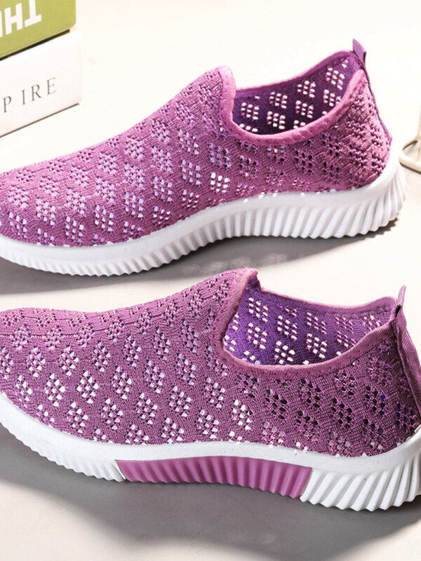 2022 Baru Fashion Mesh Sepatu Wanita Sepatu Olahraga Mesh Bersirkulasi Datar Sol Lembut Sepatu Kasual