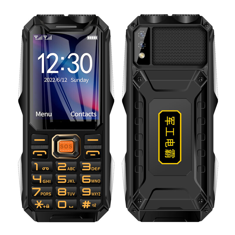 Durable Rugged Outdoor Mobile Phone Power Bank Big Battery SOS Dial Fast Call Blacklist Voice Changer Loud Sound Two Torch