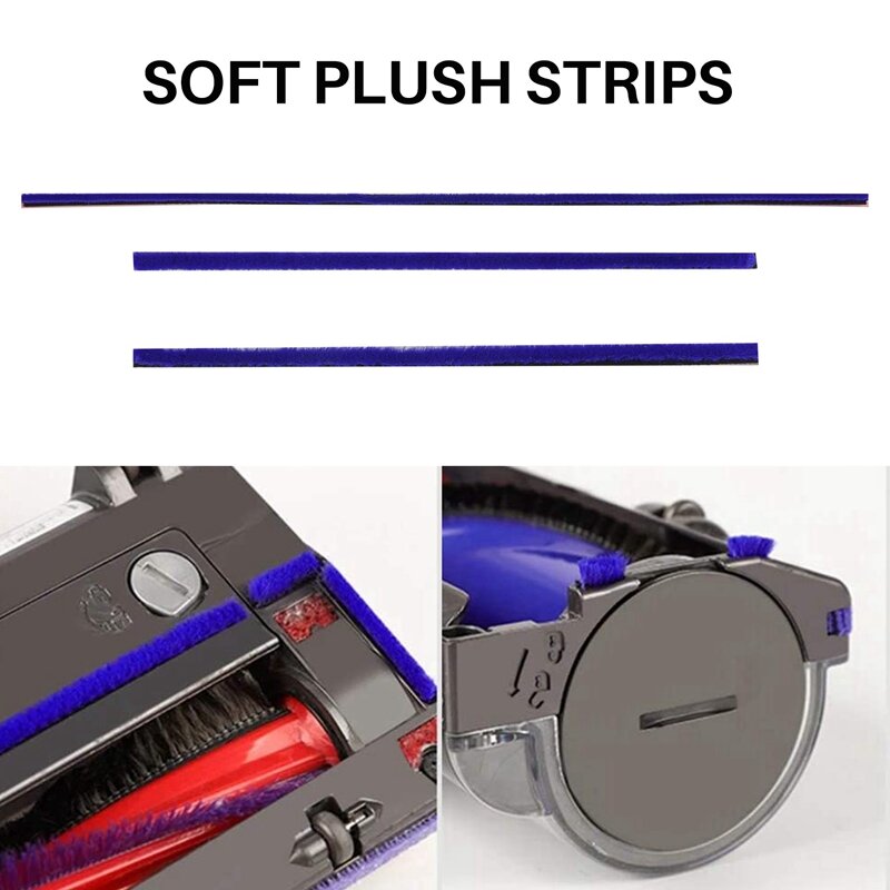 Promotion!3Pcs Soft Plush Strips for Dyson V6 V7 V8 V10 V11 Vacuum Cleaner Soft Roller Head Replacement Accessories Parts